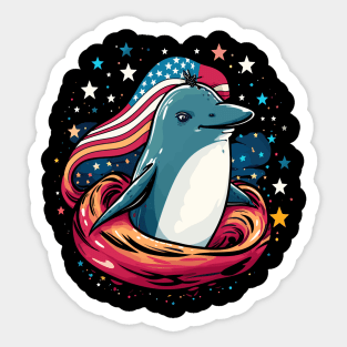 Patriotic Narwhal Sticker